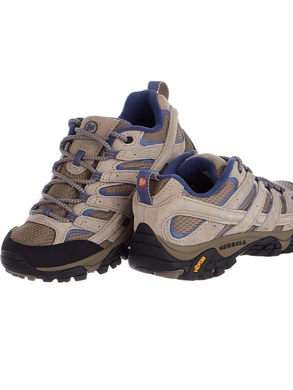 Merrell "Moab 2 Vent" Hiking Shoes Aluminum Marlin Tan Blue | Women's Size 7.5